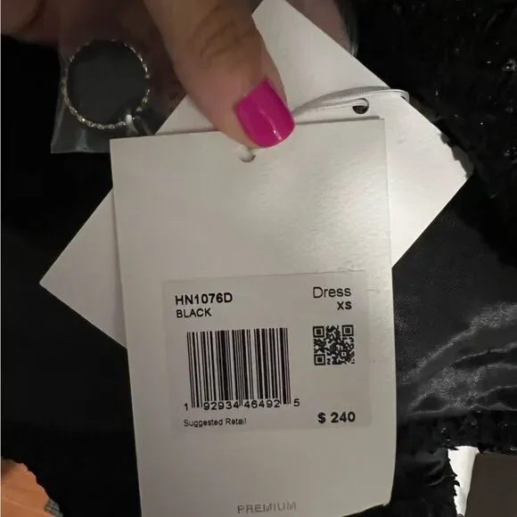 NWT Endless Rose Contrast Collar Tweed Mini Dress size xs women's with pockets!